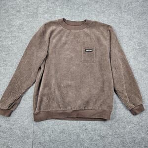 White Fox Sweater Womens S/M Brown Corduroy Oversized Crewneck Pullover Athletic